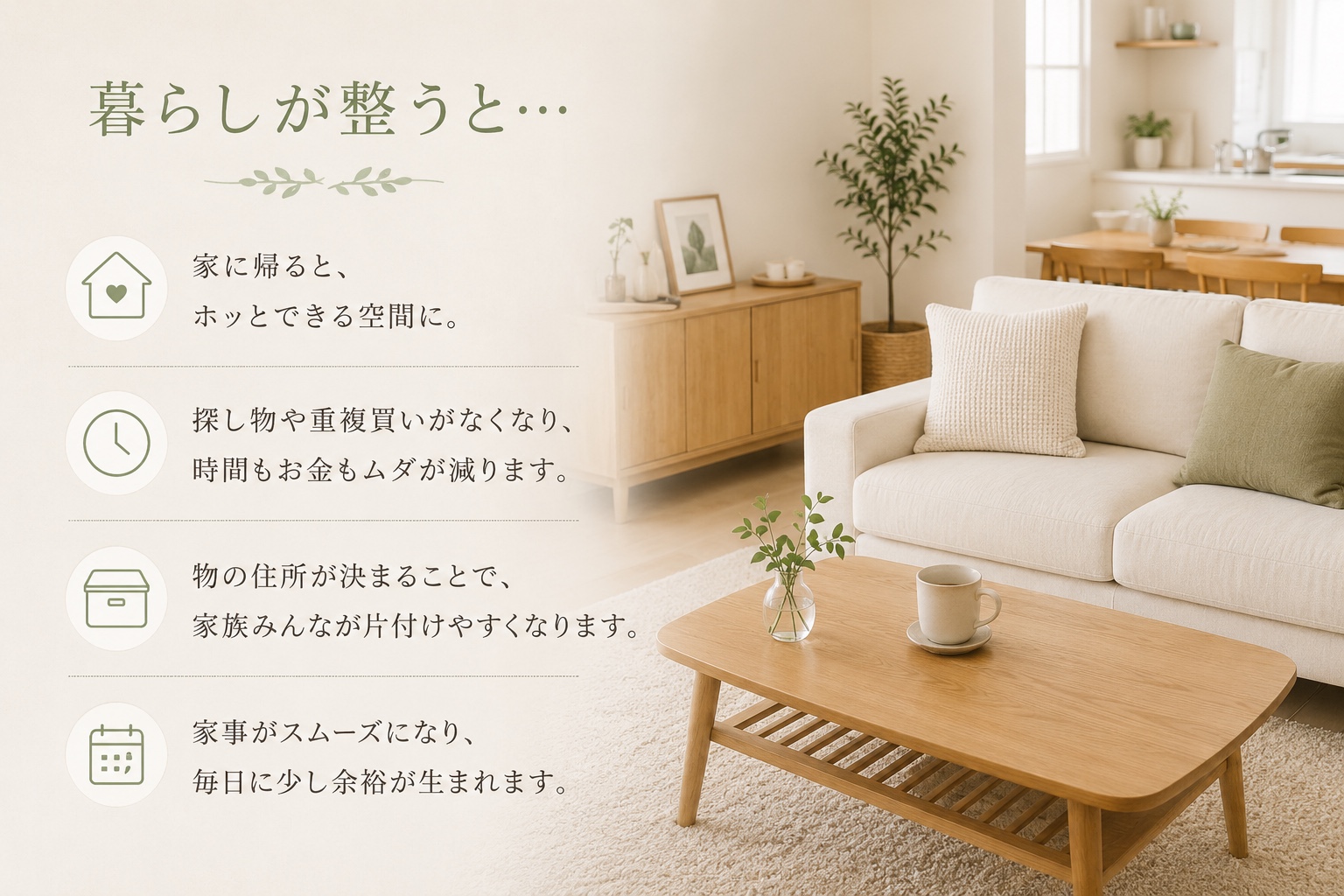 訪問お片付けサポートで得られる4つの変化